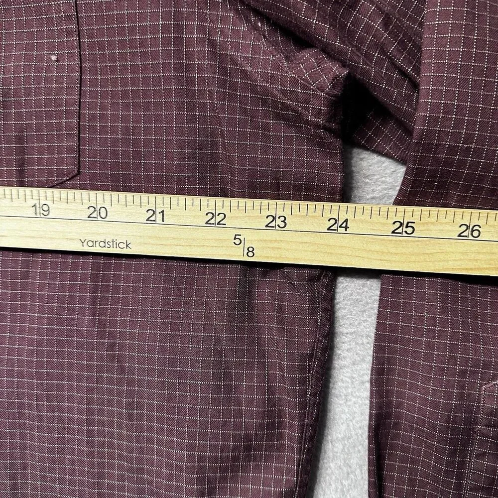 J Crew Mens Button Down Shirt Large Burgundy Micro Check Long Sleeve Cotton
